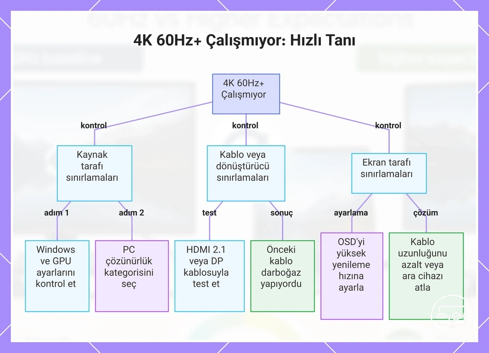 4K 60Hz+ Çalışmıyor: Hızlı Tanı