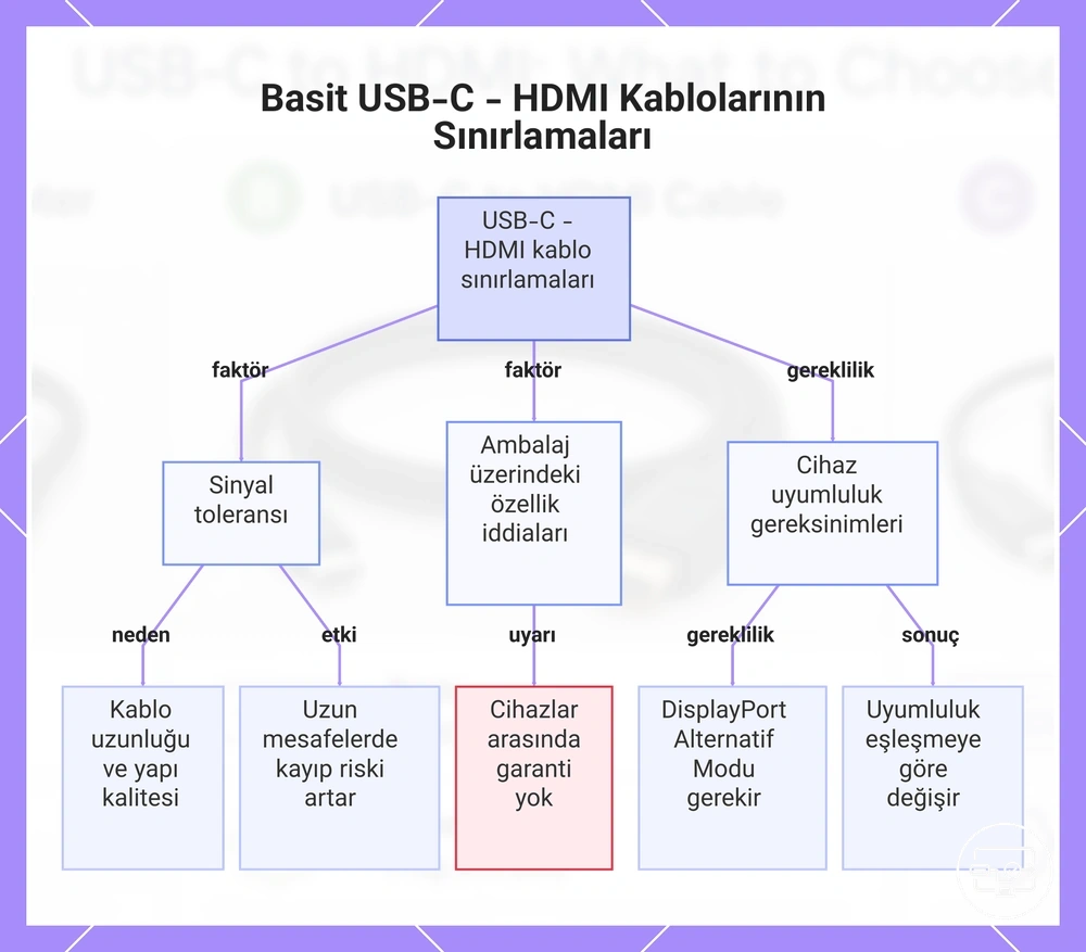 Basit USB-C - HDMI Kablolarının Sınırlamaları