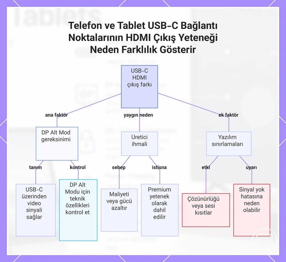 Telefon ve Tablet USB-C Bağlantı Noktalarının HDMI Çıkış Yeteneği Neden Farklılık Gösterir