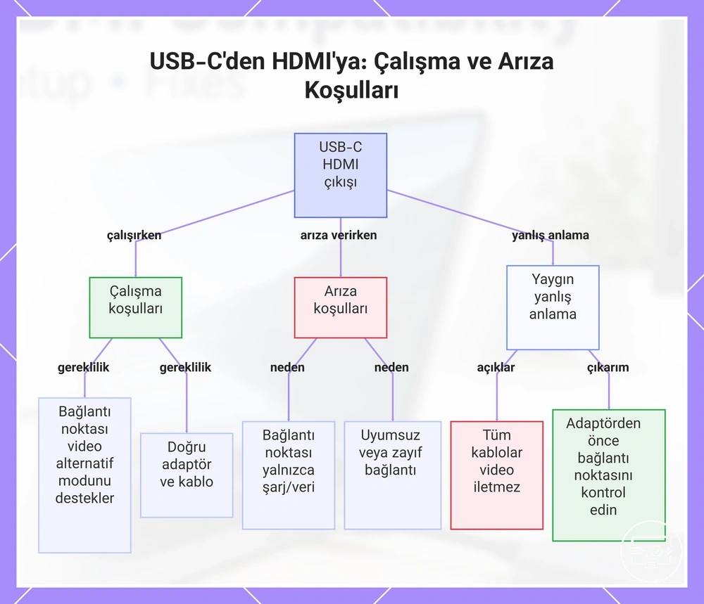 USB-C'den HDMI'ya: Çalışma ve Arıza Koşulları