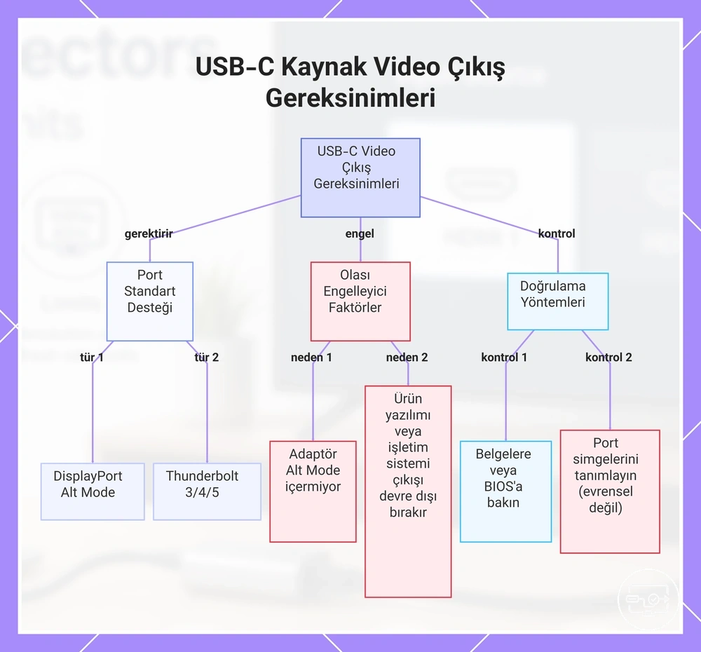 USB-C Kaynak Video Çıkış Gereksinimleri