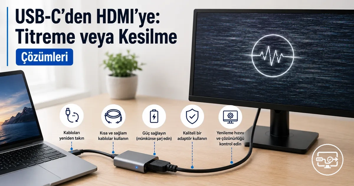 USB-C’den HDMI’ye titreme ve kesilmeleri gidermek için sinyal kararlılığı odaklı adımlar